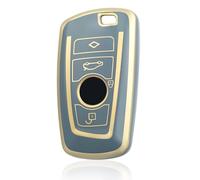 OFF WE GO Funda para Llave Coche con BMW Carcasa para Mando Compatible con 1 2 3 4 5 6 7 Series X3 X4 M2 M3 M4 M5 M6 F10 F11 F20 F21 Funda para Tarjeta de Llave, Oro Azul