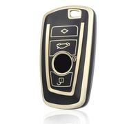 OFF WE GO Funda para Llave Coche con BMW Carcasa para Mando Compatible con 1 2 3 4 5 6 7 Series X3 X4 M2 M3 M4 M5 M6 F10 F11 F20 F21 Funda para Tarjeta de Llave, Oro Negro