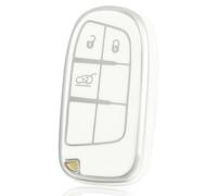 OFF WE GO Funda para Llave Coche con Jeep Carcasa para Mando Compatible con Cherokee Grand Renegad Compass Wrangler Dodge Challenger Dart Durango Journey Ram Fiat Dealer Funda Tarjeta Llave, Blanca