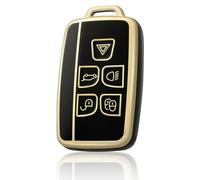 OFF WE GO Funda para Llave Coche con Land Rover Carcasa para Mando Compatible con Discovery Range Rover Sport Evoque Velar Jaguar XF XE XF XJ F-Pace F-Type 5 Botones TPU Carcasas Llaves, Oro Negro