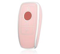 OFF WE GO Funda para Llave Coche con Mercedes Benz Carcasa para Mando Compatible con Class A B C E S CLA CLS GLA GLS GLE GLC GLK SL SLC SLS SLK Funda para Tarjeta de Llave, Plata Rosa