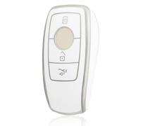 OFF WE GO Funda para Llave Coche con Mercedes Benz Carcasa para Mando Compatible con Class A B C E S CLA CLS GLA GLS GLE GLC GLK SL SLC SLS SLK Funda para Tarjeta de Llave, Plata Blanca