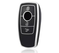 OFF WE GO Funda para Llave Coche con Mercedes Benz Carcasa para Mando Compatible con Class A B C E S CLA CLS GLA GLS GLE GLC GLK SL SLC SLS SLK Funda para Tarjeta de Llave, Plata Negra