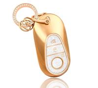 OFF WE GO Funda para Llave Coche con Mercedes Benz Mando Llave Coche con Llaveros TPU Carcasa Funda Compatible con Class C W206 Class S W223 GLC X254 EQS V297 EQE V295 Carcasa para Mando, Blanco