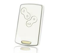 OFF WE GO Funda para Llave Coche con Renault Carcasa para Mando con Clio Scenic Espace Fluence Megane Duster Sandero Captur Twingo Koleos Kadjar Laguna Zoe Funda para Tarjeta de Llave, Plata Blanca
