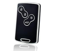 OFF WE GO Funda para Llave Coche con Renault Carcasa para Mando con Clio Scenic Espace Fluence Megane Duster Sandero Captur Twingo Koleos Kadjar Laguna Zoe Funda para Tarjeta de Llave, Plata Negra