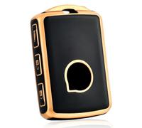 OFF WE GO Funda para Llave Coche con Volvo Carcasa para Mando Compatible con C30 S60 S80 S90 V60 V70 V90 XC40 XC60 XC70 XC90 S60L T5 T6 T8 4 Botones TPU Funda para Tarjeta de Llave, Oro Negro