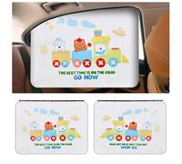 OFF WE GO Parasol Coche Bebé con Protección UV 2 Pcs Parasol Ventanas Traseras Coche Parasoles del Sol a Niños Infantil y Mascotas Universal Autoadhesivos Cortinas Lateral Fácil Instalación, Tren