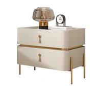 Off White Bedside Table Simple Bedroom Storage Cabinet with 2 Drawers Compact 17.7" x 15.7" Nightstand for Small Spaces Modern Design (1 Piece)