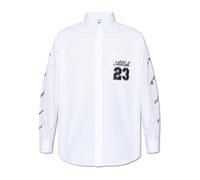 Off White - Camisa Logo Overshirt de Algodón Grueso - Shirts - Hombre - Blanco - S -