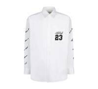 Off White - Camisa de Algodón con Logo Bordado - Blouses & Shirts - Hombre - Blanco - M -
