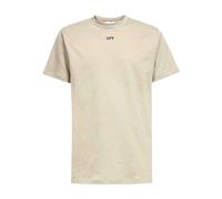 Off White- Camiseta Casual de Algodón- Tops- Hombre- Beige- XL- Camiseta Casual de Algodón