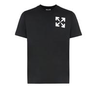 Off White- Camiseta de cuello redondo acanalado de algodón- Tops- Hombre- Negro- M- Camiseta de cuello redondo acanalado de algodón