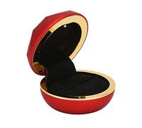 OFFAXE Boîte à Bagues Ronde, Boîte à Bagues de Fiançailles Avec Lumière LED, Organiseur de Bijoux pour Mariage,Fiançailles,Proposition,Anniversaire (Red)