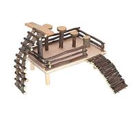 OFFAXE Hamster Platform, Rat Toys, Hamster Climbing Toys with Fun Features for Small Pets, Applewood Pet Stairs, Exercise Toy for Hamsters