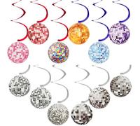 OFFCUP 12 Piezas Decoraciones de Fiesta Disco, Decoraciones de Remolinos para Temática de Disco, Colgantes Decoración de Techo para Fiestas Temáticas Días Festivos