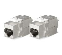 OFFCUP 2 acopladores RJ45, conector Keystone sin blindaje Cat7 de 10 Gbps, módulo Ethernet recto de aluminio hembra a hembra, conector Ethernet sin herramientas