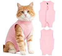 OFFCUP 2 Piezas Body de Recuperación para Gatos, Gatos Postoperatorio Hembra para Evitar Que se Laman Las Heridas, Suave y Cómodo, Gata Camiseta de Recuperación, Rosa, Talla M