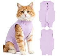 OFFCUP 2 Piezas Body de Recuperación para Gatos, Gatos Postoperatorio Hembra para Evitar Que se Laman Las Heridas, Suave y Cómodo, Gata Camiseta de Recuperación, Púrpura, Talla M