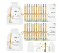 OFFCUP 20 Set Bolígrafos Inspiradores, Bolígrafo de Bambú con Bolsa de Organza Tarjetas de Agradecimiento y Cordel de Yute, Regalos de Agradecimiento para Profesores Personal Empleados Colegas