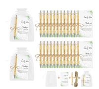 OFFCUP 24 Set Bolígrafos Inspiradores, Bolígrafo de Bambú con Bolsa de Organza Tarjetas de Agradecimiento y Cordel de Yute, Regalos de Agradecimiento para Profesores Personal Empleados Colegas