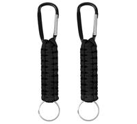 OFFCUP 2pcs Paracord Llaveros con Mosquetón, Clip de Gancho de Anillo de Cordón, Corto Cordón para Cuello Llaves Trenzado para Mochilas Camping Senderismo (Negro+ Negro)