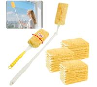 OFFCUP 32 PCS Plumero Duster Kit, 30PCS Plumero Atrapapolvo con 1 Mango Telescopico Extensible y 1 Mango Corto, 360° Repuesto para Colector de Polvo Electrostático para Polvo la Sucieda (Naranja)