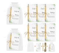 OFFCUP 6 Set Bolígrafos Inspiradores, Bolígrafo de Bambú con Bolsa de Organza Tarjetas de Agradecimiento y Cordel de Yute, Regalos de Agradecimiento para Profesores Personal Empleados Colegas