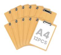 OFFCUP A4 Portapapeles de Madera con Pinza, 12 Piezas Portapapele con Agujero Colgante, A4 Clipboard Tablero de Escritura, Tableros con Pinza para Notas