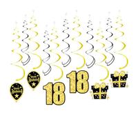 OFFCUP Adornos en Espiral para Cumpleaños 18 Años, 18 Pcs Remolinos Colgantes de Fiesta de Cumpleaños, Serpentinas Espirales Colgante Globos Decoración Set, Adornos Techo Deco Espiral