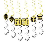 OFFCUP Adornos en Espiral para Cumpleaños 50 Años, 18 Pcs Remolinos Colgantes de Fiesta de Cumpleaños, Serpentinas Espirales Colgante Globos Decoración Set, Adornos Techo Deco Espiral