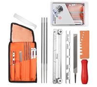 OFFCUP Afilador de Cadena Kit, 10PCS Afilador Cadena Motosierra, Afilado Universal para Motosierra Incluye Limas Redondas de 5/32"、3/16"、 7/32" Limpiador de Ranuras Mango de Madera