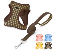 OFFCUP Arnés para Perro y Conjunto de Correa, Arnés Antitirones Reflectante Ajustable, Transpirable Malla Suave Arneses Chaleco para Perro Pequeños Gatos y Cachorros (Marrón, S)