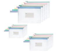 OFFCUP Bolsa de Archivo de Cremallera, 10Pcs A3 A4 A5 Bolsa de Documentos con Etiqueta, Impermeable de Malla Bolsa de Archivo Bolsas de Cremallera de Almacenamiento de Oficina Accesorios (Blanco)