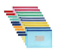 OFFCUP Bolsa de Archivo de Cremallera, 10Pcs A4 Bolsa de Documentos con Etiqueta, Multicolor de Malla Bolsa de Archivo Bolsas de Cremallera de Almacenamiento de Oficina Accesorios para Oficina Escolar