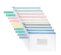 OFFCUP Bolsa de Archivo de Cremallera, 10Pcs A5 Bolsa de Documentos con Etiqueta, Impermeable de Malla Bolsa de Archivo Bolsas de Cremallera de Almacenamiento de Oficina Accesorios (Blanco)