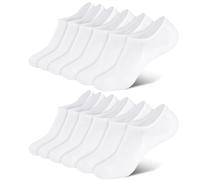OFFCUP Calcetines Cortos Hombre Mujer Invisibles, 6 Pares Calcetines Tobilleros Hombre, Calcetines Tobilleros Mujer Antideslizante Bajo, para Deportes, Fitness, Ciclismo y Trabajo 34-39 (Blanco)