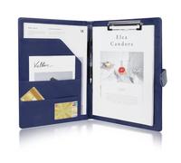 OFFCUP Carpeta conferencias A4, cuero, multifuncional, plegable, para currículum y negocios, funda documentos, portapapeles