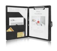 OFFCUP Carpeta conferencias A4, cuero, multifuncional, plegable, para currículum y negocios, funda documentos, portapapeles