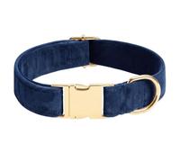 OFFCUP Collar de Perro, Material de Terciopelo, Azul, Talla L