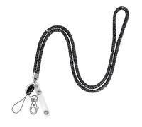 OFFCUP Cordón Llaves Cuello, Cristal Correa, Lanyard para Insignia con Cierre de Langosta Giratorio, Cordón Correa para Teléfono Móvil con llavero, para Teléfonos el Llaves y Badge Id (negro)