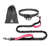 OFFCUP Correa Multifuncional, Correa Perro Manos Libres, Correa para Perro con Manos Libres con Costura Reflectante y Bolsa de Almacenamiento (Fucsia)