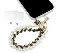 OFFCUP Correa para Teléfono Móvil con Cuentas, 1pcs Cadena de Teléfono Bohemia, Perla Cordón para Teléfono con Cadena de Cuero de Metal et Flores, Antipérdida Móvil Colgante para Teléfono Móvil