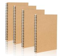 OFFCUP Cuaderno A5 con Espiral, 4pcs Cuaderno de Notas Cubierta de Kraft, 60 Fotos/120 Páginas, Agenda Personal, Agenda Escolar, Diario de Viaje para Viajar Dibujo Escribir Listas de Tareas