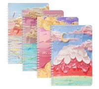 OFFCUP Cuaderno A5 con Espiral, 4pcs Cuadernos A5 con Tapa Dura 60 Fotos/120 Páginas, Agenda Personal, Agenda Escolar, Diario de Viaje para Viajar Dibujo Escribir Listas de Tareas(El Mar)