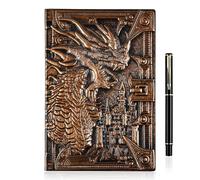 OFFCUP Cuaderno de Piel en Relieve 3D A5, 200 Páginas Libreta Vintage Cuaderno de Viaje Bloc Notas con Bolígrafo, Diario de Viaje Cuaderno de Escritura para Hombres y Mujeres (Dragón)