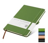 OFFCUP Cuaderno Rayado A5, Cuaderno de Piel de 192 Páginas, Banda Elástica Bloc de Notas, Diario de Rayas con Tapa Dura de 80 gsm para Escribir Trabajar Estudiar Agenda (Verde)