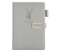 OFFCUP Cuaderno Rayado A5, Cuaderno de PU de 160 Páginas, Diario de Rayas con Tapa Dura de 80gsm, Banda Elástica Bloc de Notas para Escribir Trabajar Estudiar Agenda (Gris)