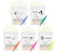 OFFCUP Elásticos Multiuso, 500pcs Dentales Elásticas, Bandas de Goma Multiusos con 5 Colocadores Elásticos Ortodónticos de Plástico, para Dientes Paréntesis, Dientes Separados-Mezcla
