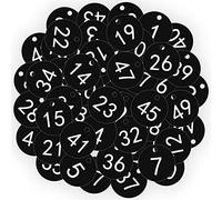 OFFCUP Etiquetas Numeradas de Plástico 1-50 Negro para Taquillas, Hoteles, Pubs, Spa - Identificación de Guardarropa